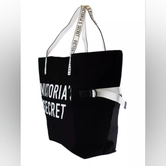 Victoria's Secret Black w/Adjustable White Straps Large Bag - Picture 3 of 4